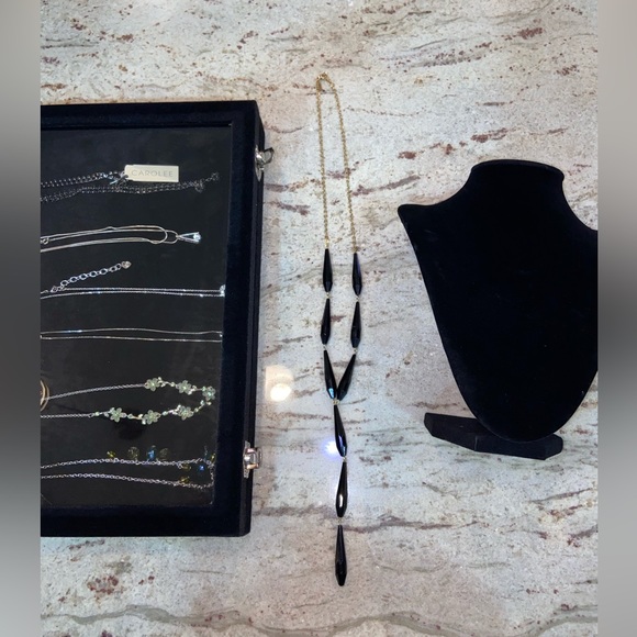 Vintage Long Black Glass Beads Necklace - Picture 2 of 8